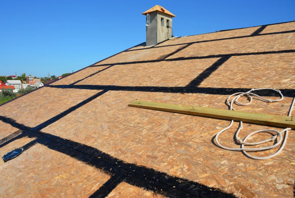 plywood roof sheathing on a new roof build