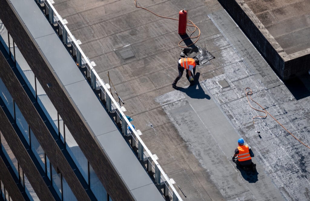 working on a flat roof