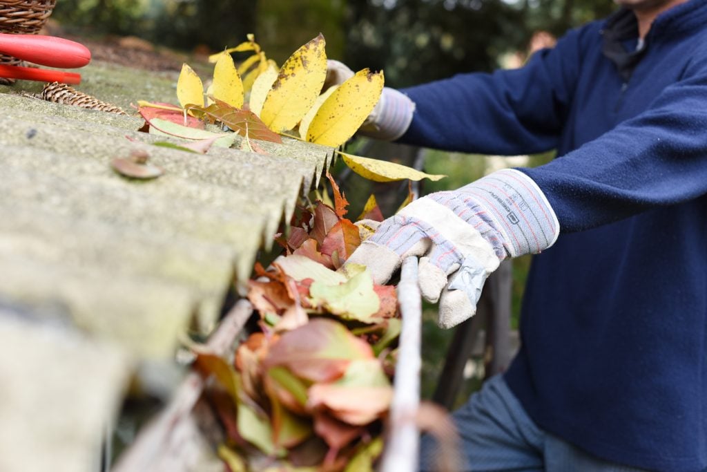 Gutters getting cleaned