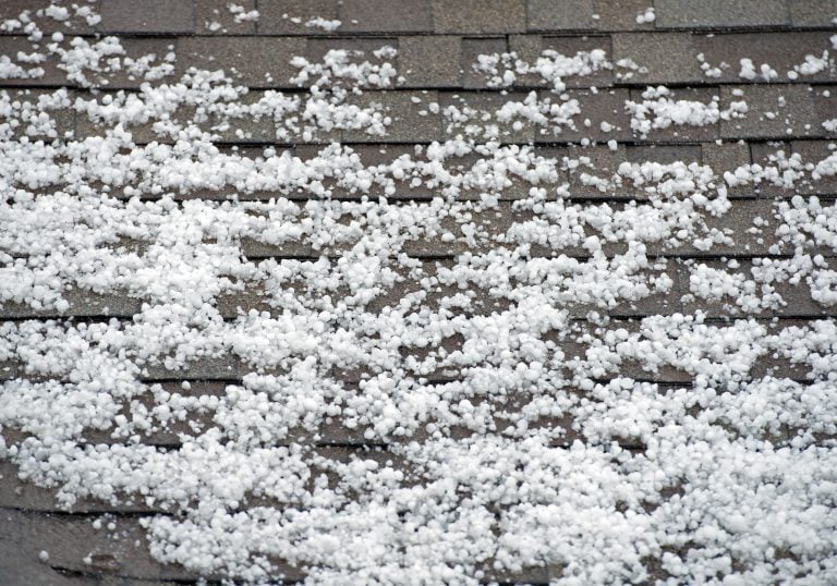 Heavy hail on roof