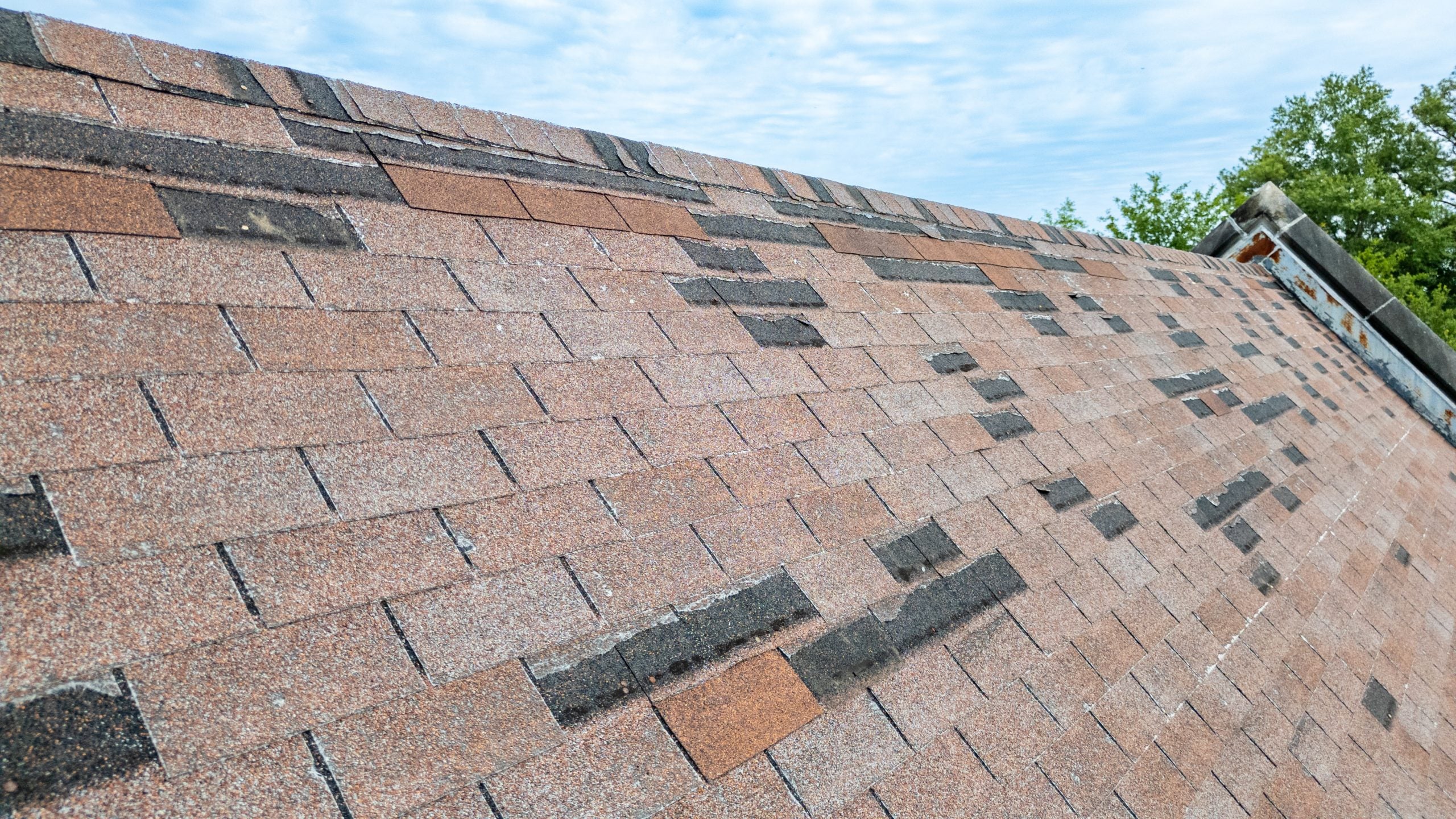 damaged shingle roof