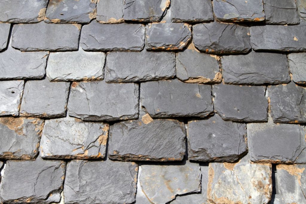 Close-up of slate roof tiles