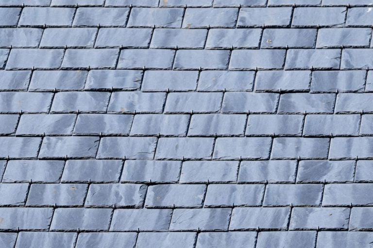 close-up of a roof with slate tiles